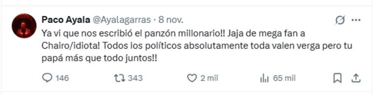 Paco Ayala de Molotov responde al hijo de AMLO
