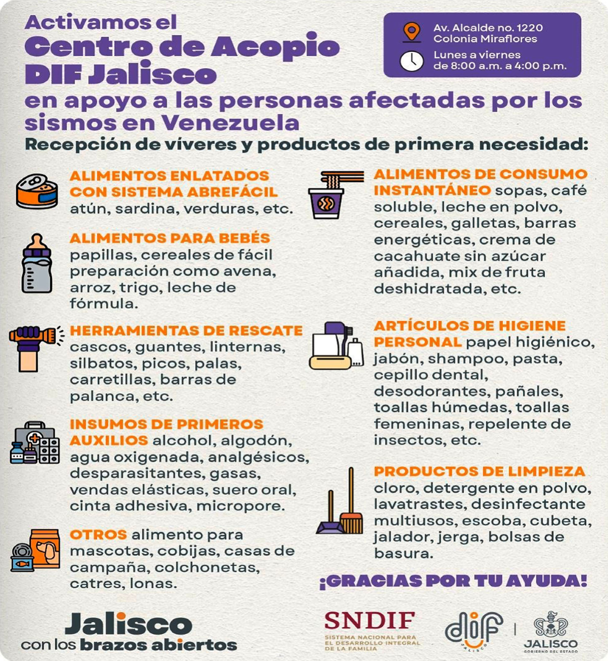 Abren acopio en Jalisco para enviar ayuda a Venezuela